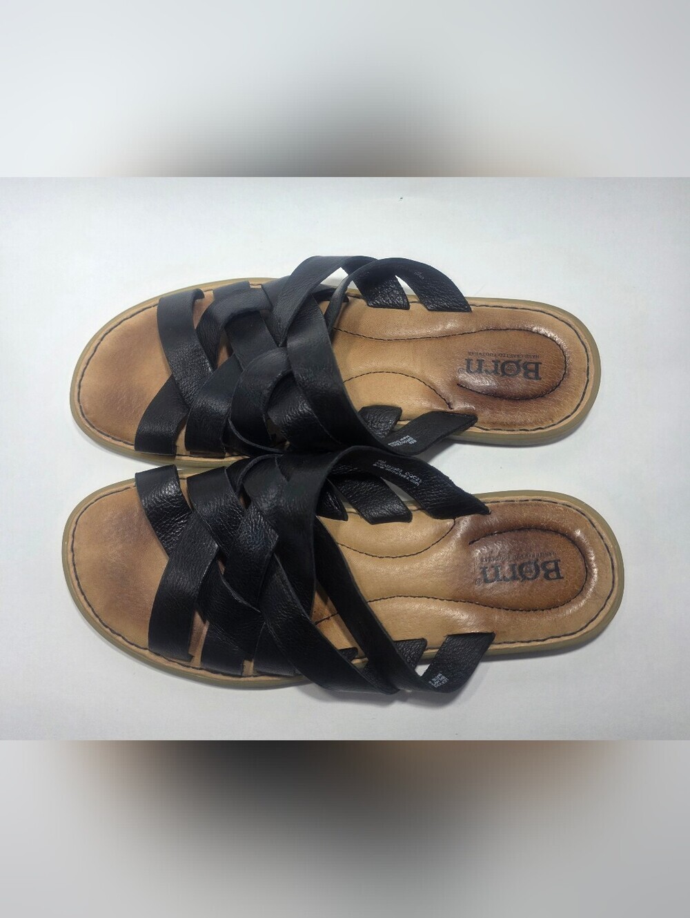 Born Women's Size 8M Black Leather Strappy Comfort Slide Sandals Casual - Picture 6 of 7